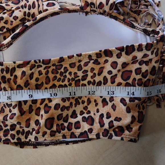2 PC Leopard Print Fringe High Waist Bikini Set 14 - Picture 11 of 11